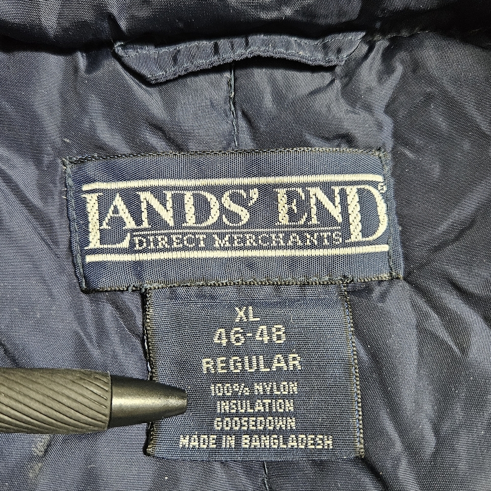 LANDS' END‎ Mens Goose Down Puffer Vest Nylon Insulated Gorpcore Snaps Blue XL - Picture 7 of 10